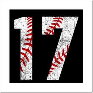 Vintage #17 Baseball Laces Baseball Mom Jersey Love Baseball T-shirt Posters and Art